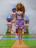 Roupa para Barbie: Vestido Lilás com Flores